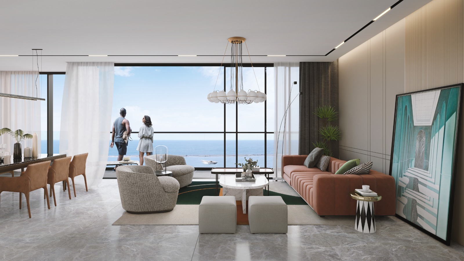 Living room with ocean views